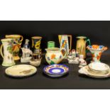 Collection of Vintage Pottery & China to include Wade Heath Deco-style jug; tall beige jug;