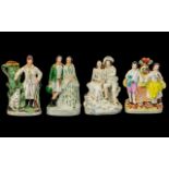 Staffordshire - 19th Century Excellent Collection of Figural Spill Vases and Flat Back Figures ( 4