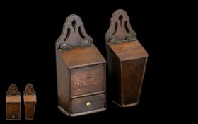 Two Unusual Miniature Antique Mahogany Slat & Candle Wall Hanging Boxes.