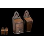 Two Unusual Miniature Antique Mahogany Slat & Candle Wall Hanging Boxes.