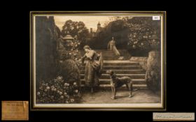 Herbert Dicksee Pencil Signed Etching 'The Old Garden' circa 1921, published by Frost & Reed of