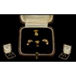 Four Antique 9ct Gold Gent's Studs in a fitted case. Stamped H. G & S 9ct. Silk lined fitted case.