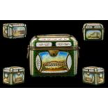 French Superb Quality 19th Century Bohemian Glass - Enamelled Lidded Casket / Jewellery Box of