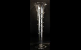 Tall Glass Vase With Serpent Wrapped Around Stem. 32" Tall x 10" Diameter.