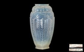 Art Deco Period Jobling (blue white) Opalique (Opaque) 'Lambton' Glass Vase circa 1930's of