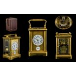 French 19th Century Gilt Brass Repeater Carriage Clock with alarm facility signed to dial