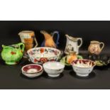 Collection of Vintage Pottery Jugs & Bowls including a vintage jug by Twigg;