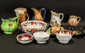 Collection of Vintage Pottery Jugs & Bowls including a vintage jug by Twigg;