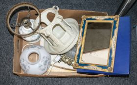 Box of Assorted Vintage Porcelain & Collectibles comprising a pink and white Adams English Scenic