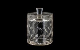 John Walsh Cut Glass Ice Bucket And Cover, Designed By Clyne Farquharson, Trailing Leaf Pattern,