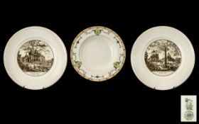 Two Wedgwood Cabinet Plates titled St John, Lateran and Plazza Del Popolo.