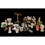 Collection of Porcelain Miniatures & Crestaware comprising miniature figures of cats, ducks,