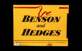 Benson & Hedges Alloy Painted Advertising Sign. Measures 20" x 15". Please see images.