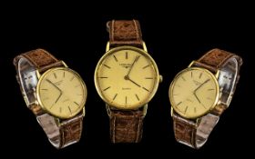 Gent Longines Wristwatch Gilt Dial With Baton Numerals, Quartz Movement.