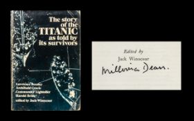 Titanic Autographs on Last Survivor in Titanic Survivors Book That of Milivina Dean.