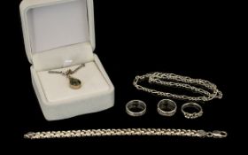 A Collection of Costume and Silver Jewellery to include an 18 inch silver Figaro chain,