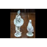 Nao by Lladro Large Dove Porcelain Figure. Together with a Ballerina Figure.