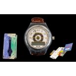 Swatch the Beep Retro Wrist Watch with Leather Strap - comes with original boxes, certification