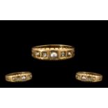 Antique Period Victorian 15ct Gold Rose Cut Diamond & Pearl Set Ring Circa 1970s.