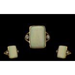 Antique Period 18ct Gold Attractive Opal & Diamond Set Dress Ring. Marked 18ct. Ring size O.