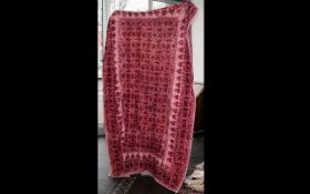 Victorian Large Hand Stitched Red Lancashire Cloth table covering, still retaining its vibrant red