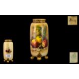 Royal Worcester Handpainted Vase 'Fallen Fruits - Still life Apples and Berries.