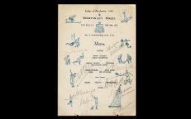 Sportsman Dinner Menu - 25 th Feb 1937 packed with many autographs on the day.