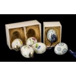 Collection Of Six Royal Copenhagen Porcelain Easter Eggs, In Four Boxes,
