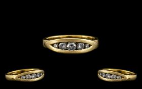 18ct Yellow Gold Attractive Five Stone Diamond Ring. The five diamonds of good colour and clarity.
