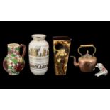 Collection of Porcelain Items to include a large white Grecian vase with decorative gilt pattern;