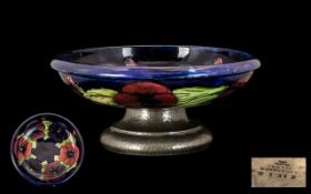 William Moorcroft Signed Fruit Bowl Raised on a Tudric Flemished Pewter Base, c.1915 - 1920's.