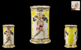 Derby, Stevenson & Hancock Fine Quality Handpainted Spill Vase, 1863-1866.