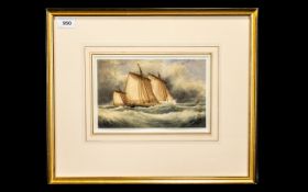 Attrib. Charles Bentley OWS (1806-1854) Watercolour Fishing Boats. Initialled and indistinctly dated