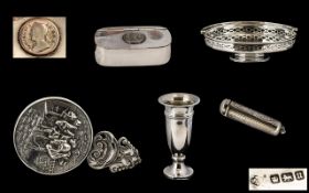 Antique Period Collection of Small Silver Items ( 5 ) Items In Total.