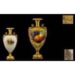 Royal Worcester Handpainted Fallen Fruits Vase 'Apples and Berries' - still life.