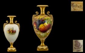 Royal Worcester Handpainted Fallen Fruits Vase 'Apples and Berries' - still life.