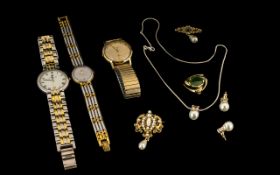 Mixed Lot Of Costume Jewellery And Wristwatches To Include A Ladies Michel Herbelin Wristwatch