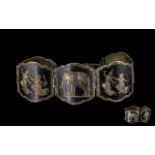 Oriental Silver Nielio Worked 5 Panel En