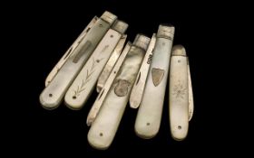 Collection of Silver Fruit Knives. Late