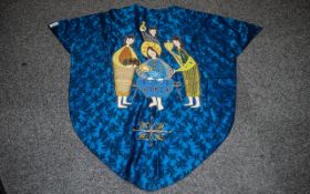 Fine Quality Embroidered Blue Silk Vestm