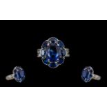 Ceylon Blue Coloured Quartz Cluster Ring