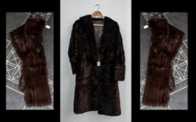 Ladies Dark Brown Full Length Fur Coat.
