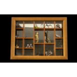 Wooden Display Case with Mirrored Interi