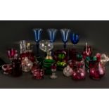 Collection of Ruby Glass Ware Items, and