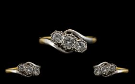 Ladies 18ct Gold Diamond Ring, Three Rou