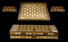 Moroccan Wooden Chess Set - Housed in an