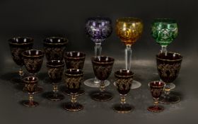Collection of Coloured Glasses to includ
