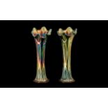 Pair of Favrile Colour Carnival Glass Fl