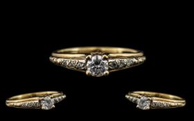 9ct Gold Dress Ring with Center Stone, F