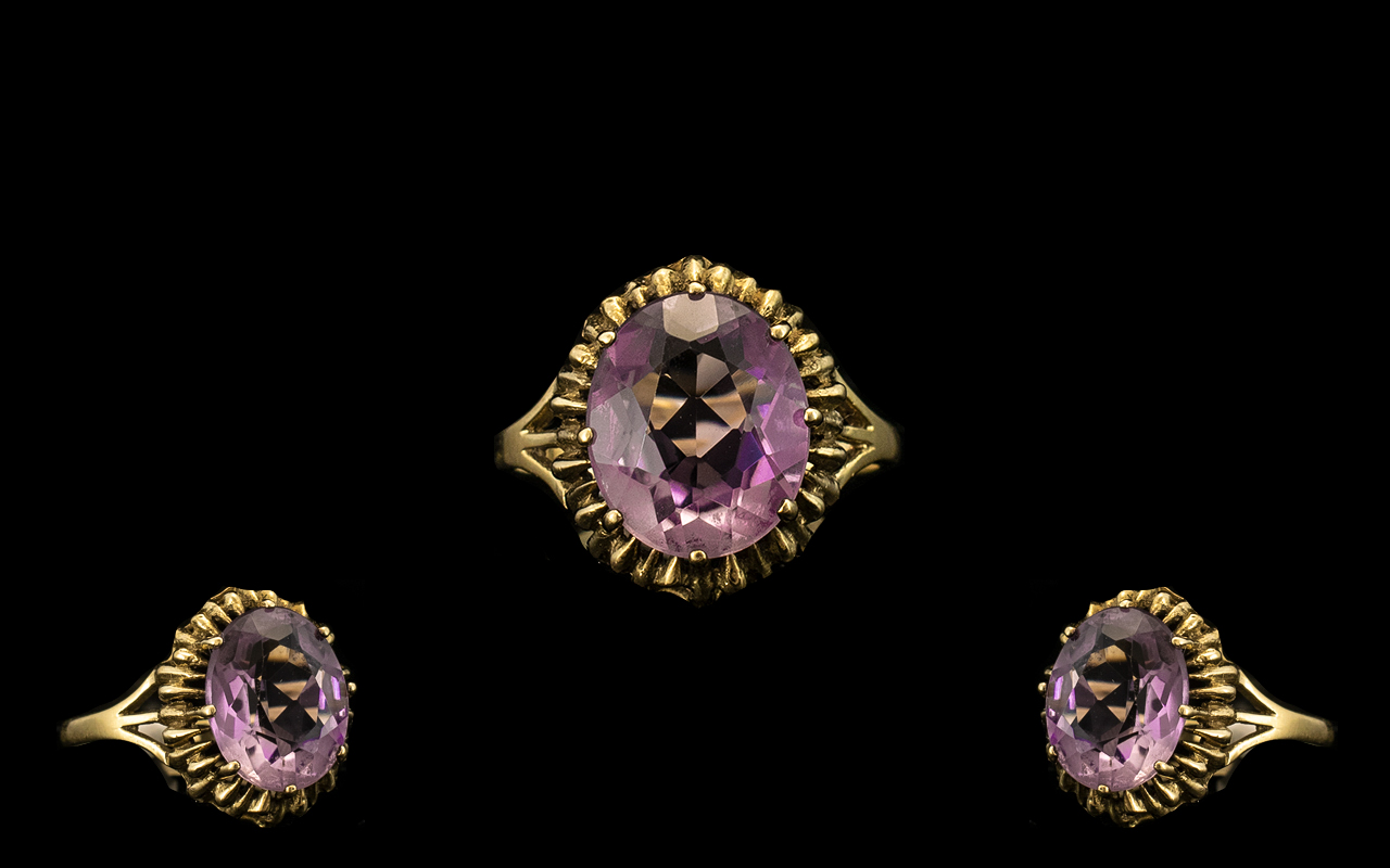 9ct Gold Amethyst Ring, Large Amethyst t